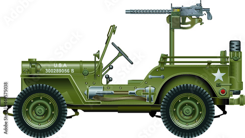 military vehicle with mounted machine gun photo