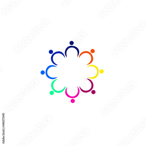 COLORFUL PEOPLE TOGETHER IN CIRCLE SIGN, SYMBOL, ART, LOGO ISOLATED ON WHITE