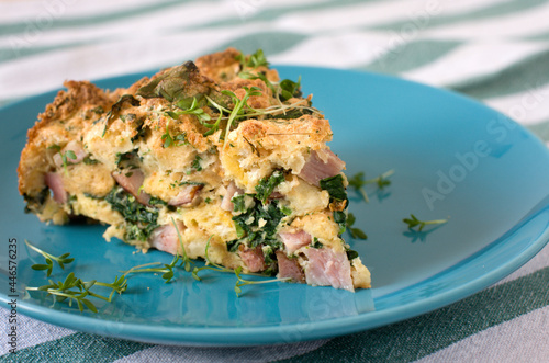 baked stuffing of bread, ham and herbs