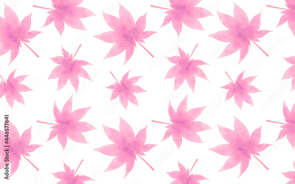 Watercolor seamless pattern pink leaves on a white background Watercolor seamless pattern pink leaves on a white background