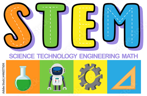 Colourful STEM education text icon
