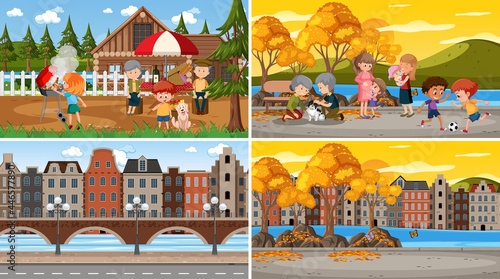 Different background scenes of nature in set