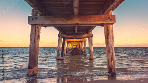 Fotografie Marion Bay jetty viewed from underneath at sunset, Yorke Peninsula, South Austra