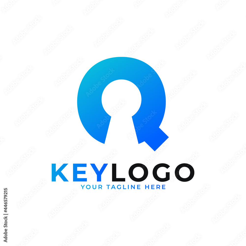 Initial Letter Q Keyhole Logo Icon. Logo Protection Symbol Vector Logo Design Initial Letter Q Keyhole Logo Icon. Logo Protection Symbol Vector Logo Design
