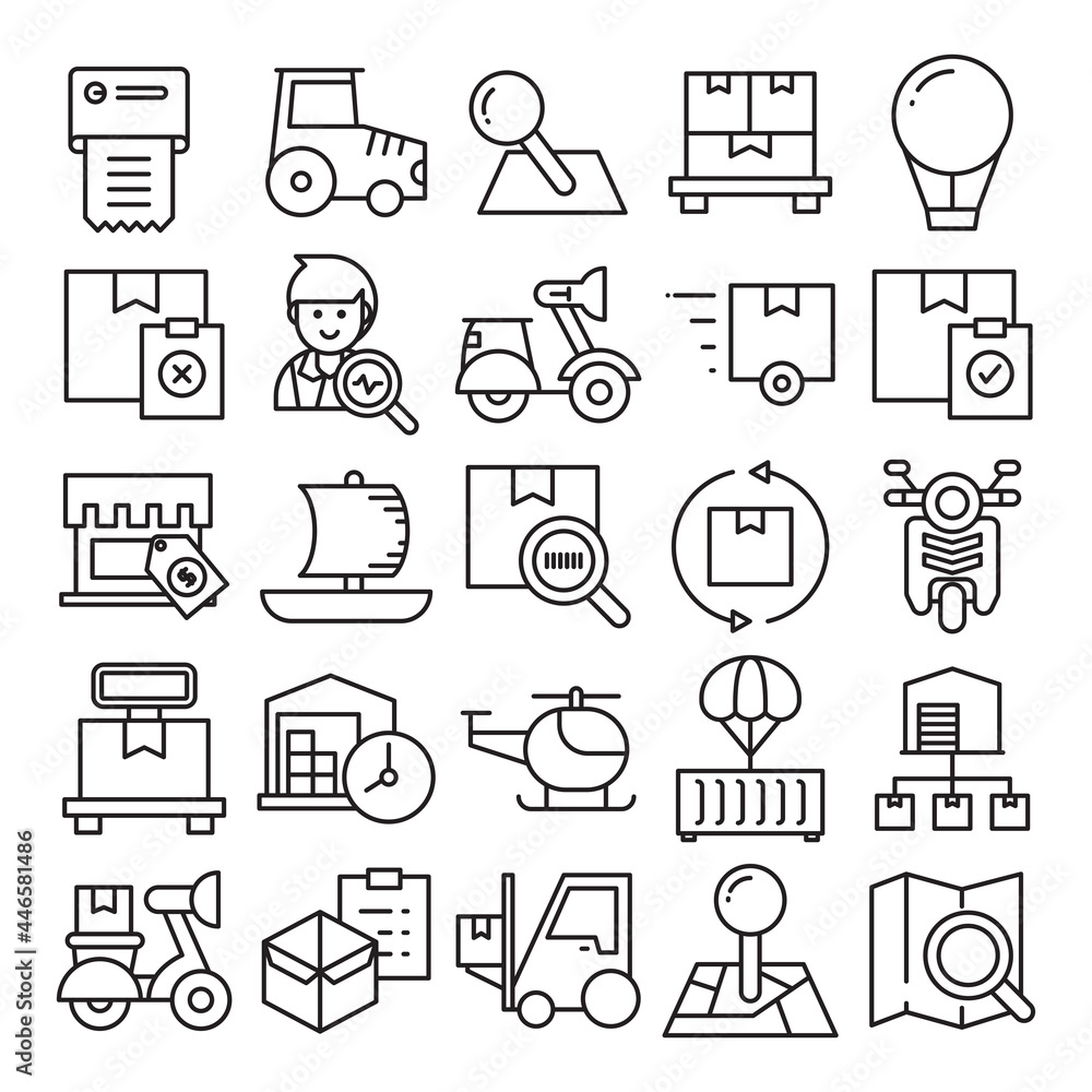 logistics, shipping and transportation icons set vector illustration logistics, shipping and transportation icons set vector illustration