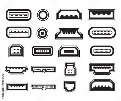 various types of usb ports symbol set vector illustration photo