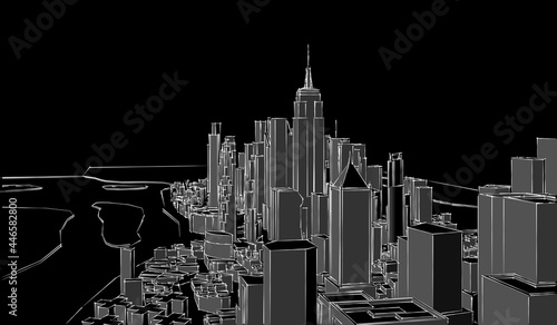 modern city panorama 3d illustration

