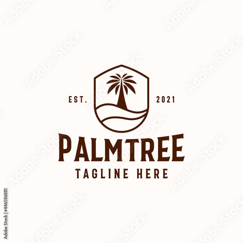 Palm Tree Logo Template Isolated in White Background © Guna Studio
