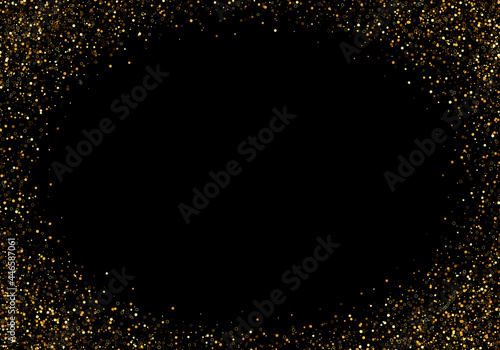 Black background with flaming golden particles.Abstract vector festive background with gold glitters and confetti for festive design.