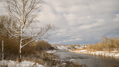 Winter day by the Venta river, Kuldiga, Latvia.