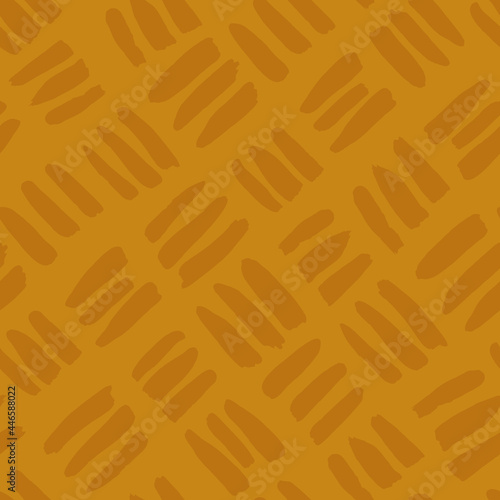Hand drawn vector seamless pattern with stripes. Realistic painted brush strokes ornament in ochra yellow color.