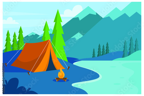 illustration image with a unique concept of camp