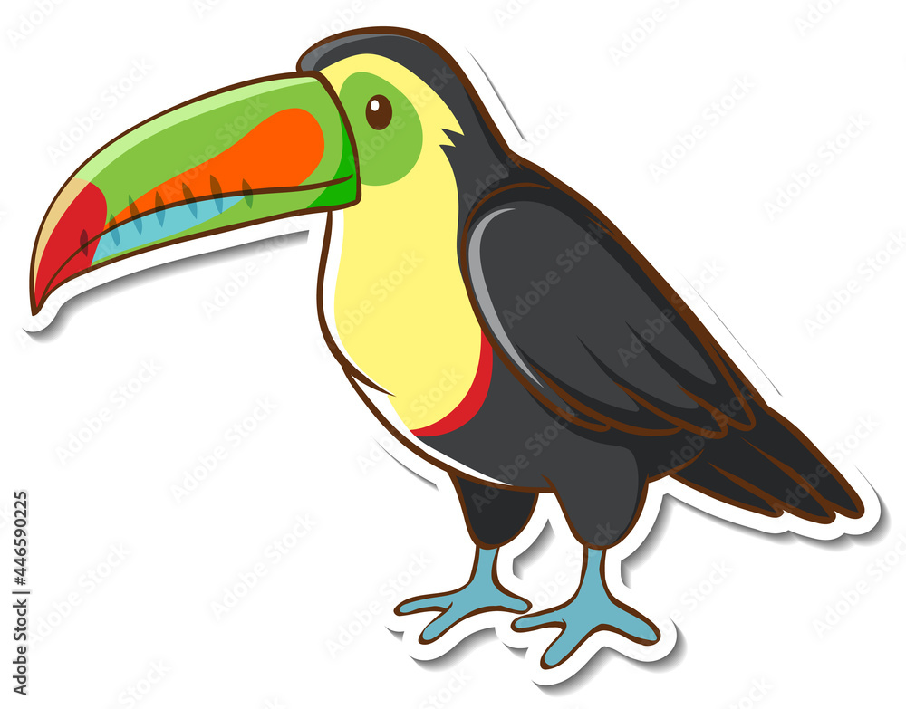 Obraz premium Sticker design with cute toucan bird isolated