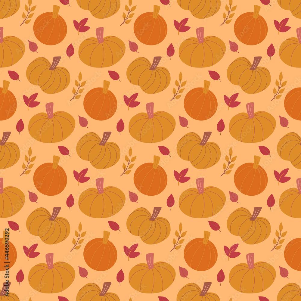 Cute fall vector seamless pattern background with various hand drawn ...