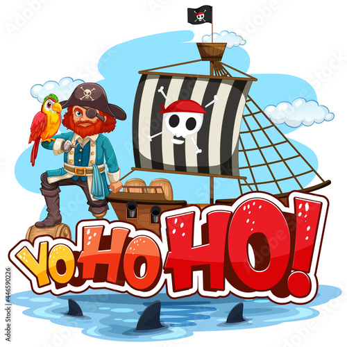 Captain Hook standing on the ship with Yo-ho-ho speech