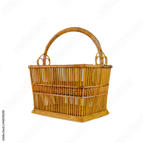 Wicker basketweave from rattan isolated on a white background.