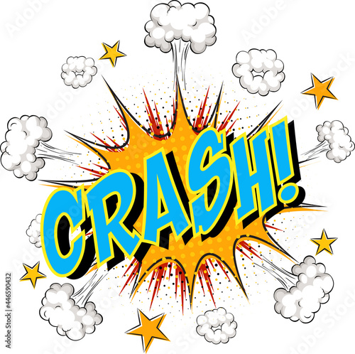 Word Crash on comic cloud explosion background