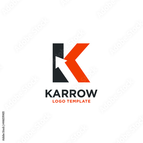 Letter K with Arrow Symbol. Logo Design. Vector Illustration.
