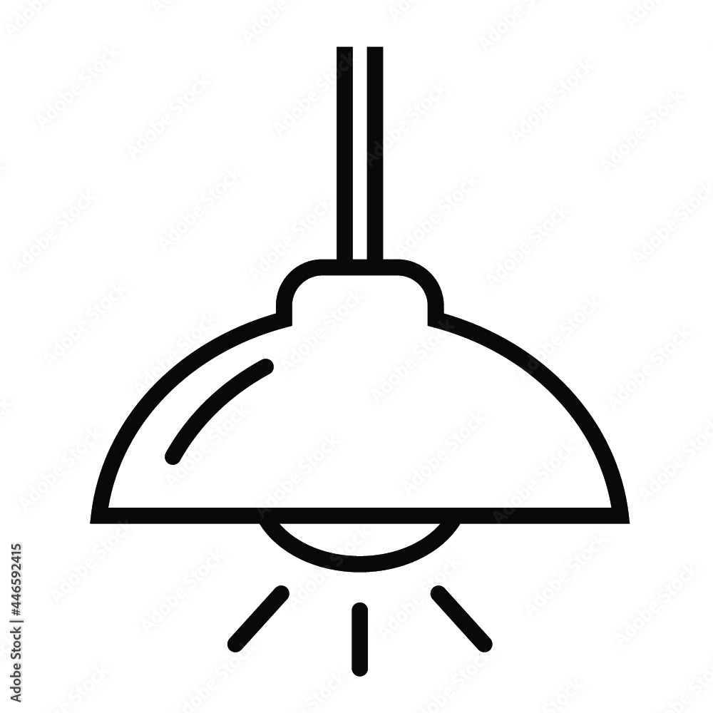 Obraz premium シンプルなペンダントライトの白黒細線アイコン/白背景