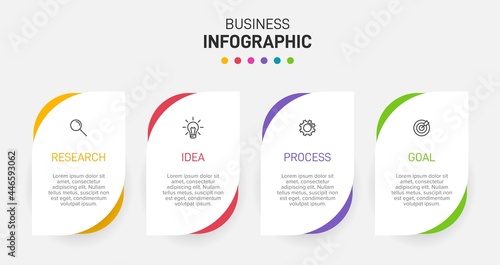 Infographic design with icons and 4 options or steps. Thin line vector. Infographics business concept. Can be used for info graphics, flow charts, presentations, web sites, banners, printed materials.