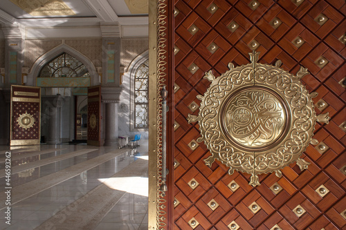 Mosque wooden doors in a mosque in Shadian, Yunnan, China photo