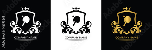 Tennis  logo Ping pong template luxury royal vector company  decorative emblem with crown  