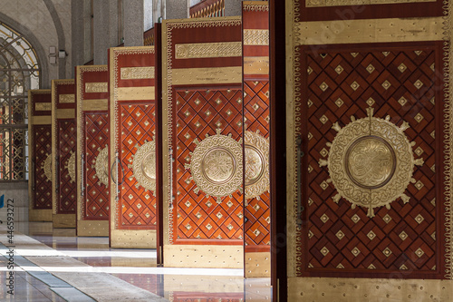 Mosque wooden doors in a mosque in Shadian, Yunnan, China photo