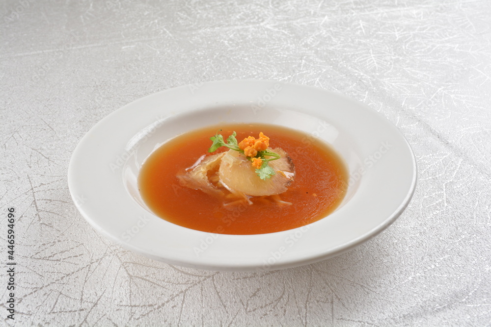 double boiled luxury seafood shark's fin crab meat and mushroom thick soup in hot clay pot asian premium halal menu double boiled luxury seafood shark's fin crab meat and mushroom thick soup in hot clay pot asian premium halal menu