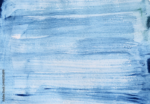 Color gradient from dark to light , Blue stains flow on white surface , Illustration abstract and bright background from watercolor hand draw on paper 