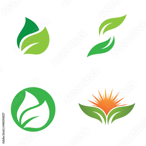 Logos of green Tree leaf ecology