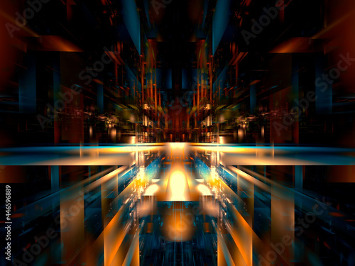 Space station or future city street - abstract 3d illustration