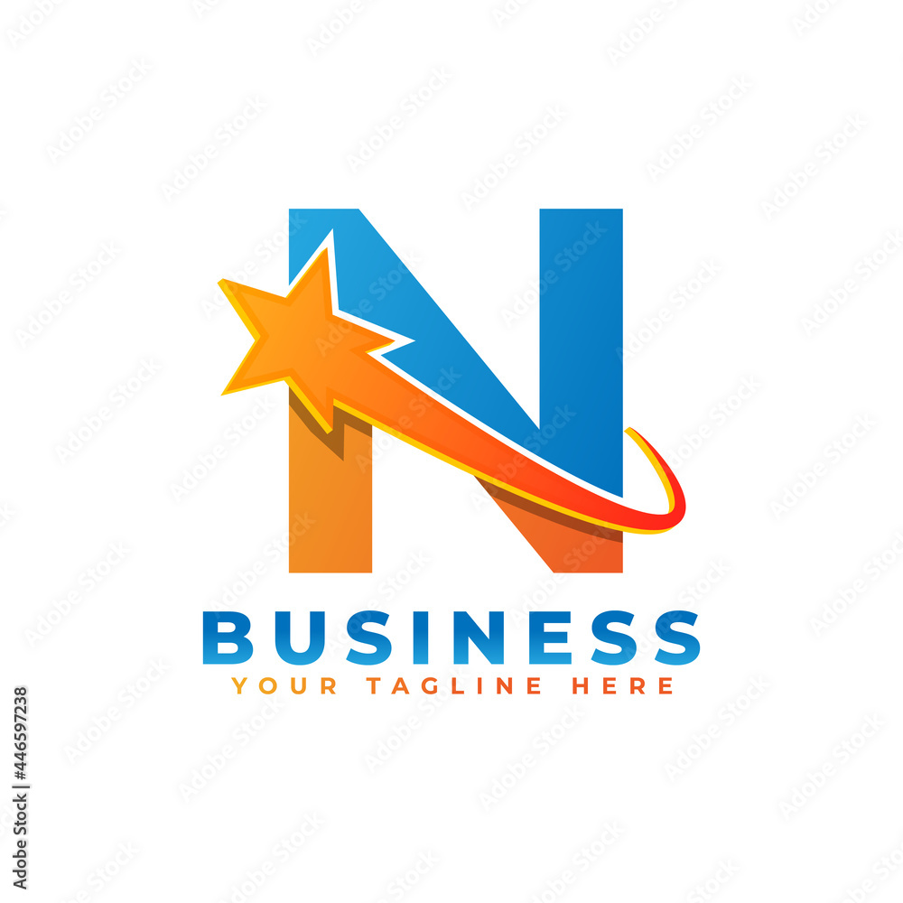 Letter N with Star Swoosh Logo Design. Suitable for Start up, Logistic, Business Logo Template Letter N with Star Swoosh Logo Design. Suitable for Start up, Logistic, Business Logo Template
