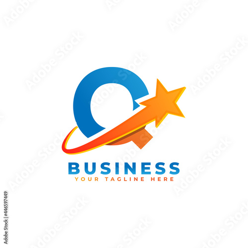 Letter Q with Star Swoosh Logo Design. Suitable for Start up, Logistic, Business Logo Template