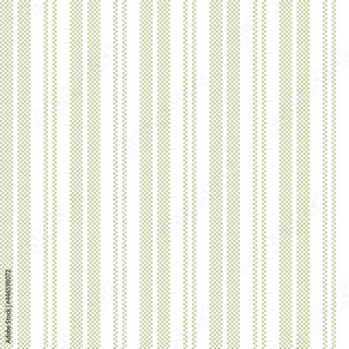 Green stripes pattern vector. Seamless pixel stripe background in light sage green and white for shirt, dress, skirt, trousers, pyjamas, other modern spring summer fashion textile or paper print.