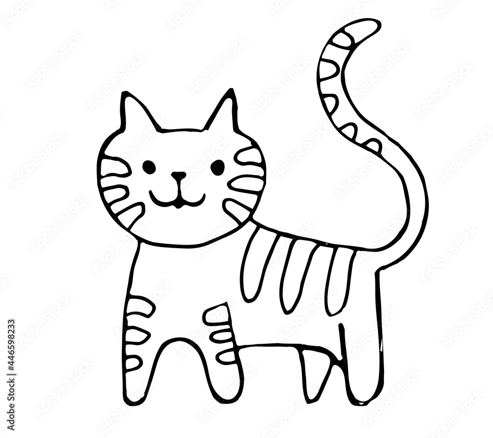 cats drawn with a black outline, isolated on a white background. kittens in the doodle style cats drawn with a black outline, isolated on a white background. kittens in the doodle style