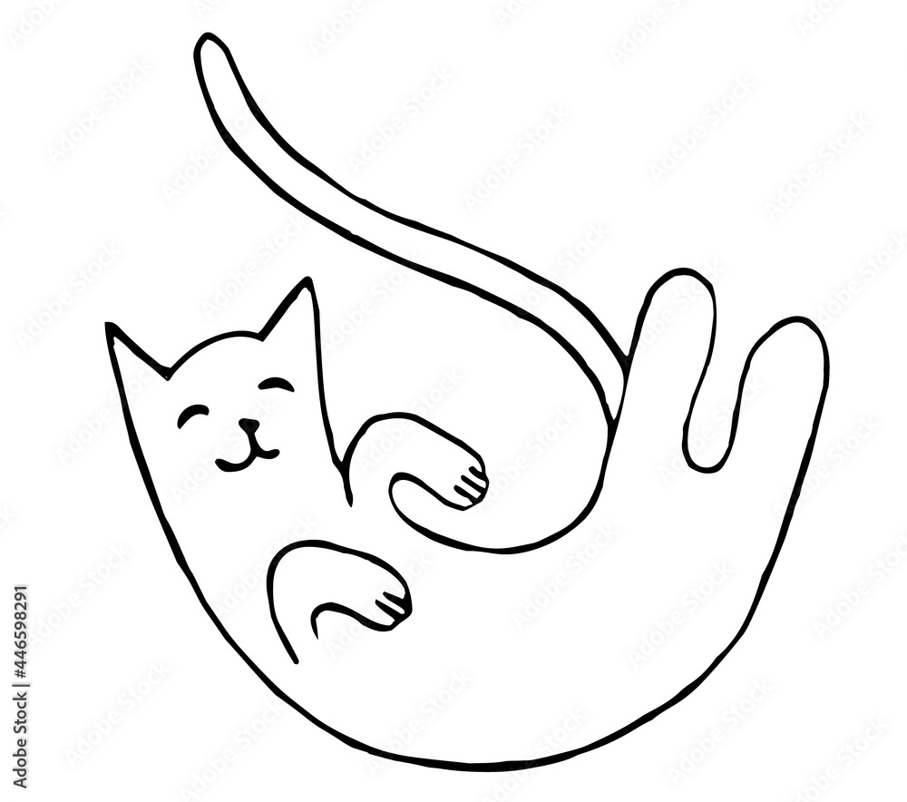 cats drawn with a black outline, isolated on a white background. kittens in the doodle style cats drawn with a black outline, isolated on a white background. kittens in the doodle style