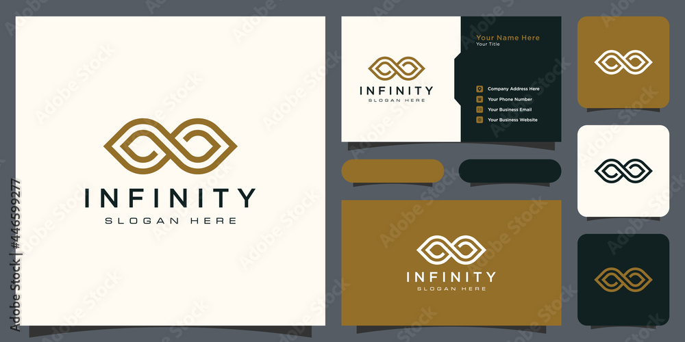 infinity loop with line art style symbol and business card