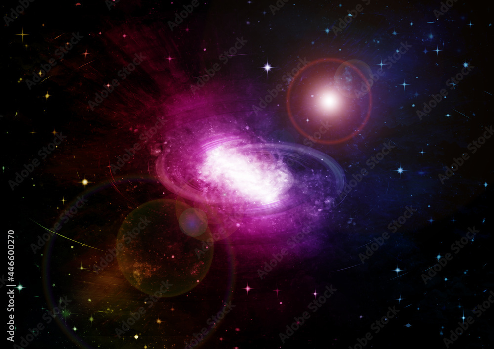 Naklejka premium galaxy in a free space. 3D rendering