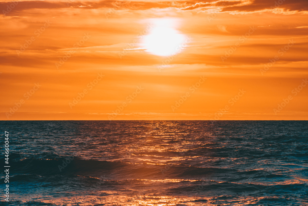 orange sunset on the sea