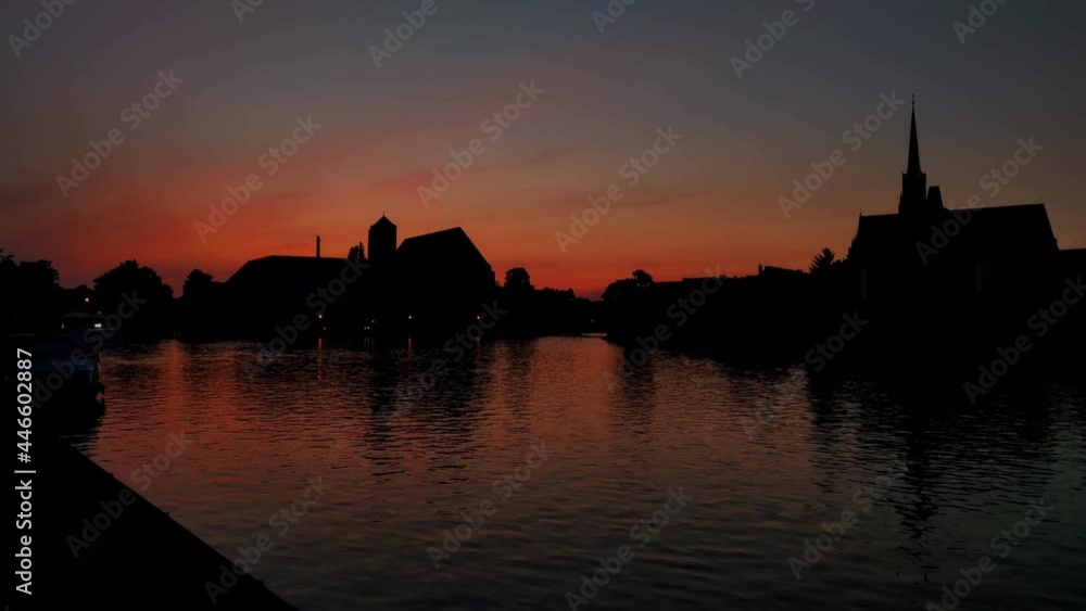 View of the river in the city during sunset View of the river in the city during sunset