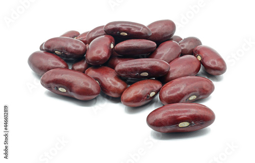 Close up of red kidney beans raw, Organic grains food, Isolated on white background