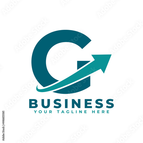 Letter G with Swoosh Arrow Up Logo Design. Creative Letter Mark Suitable for Company Brand Identity, Travel, Start up, Logistic, Business Chart or Graph Logo Template