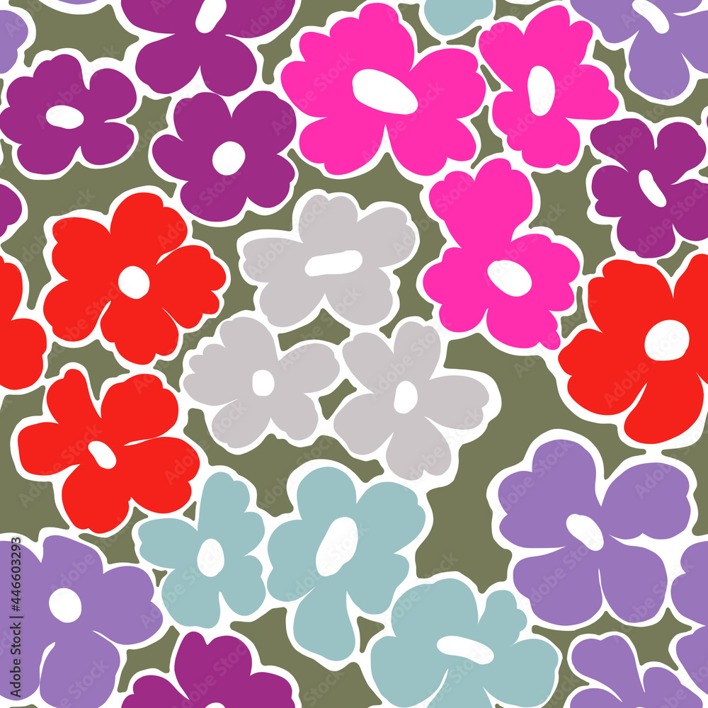 Seamless pattern with abstract minimalistic flowers Seamless pattern with abstract minimalistic flowers