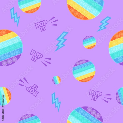 Pop it fidget toy seamless vector pattern.