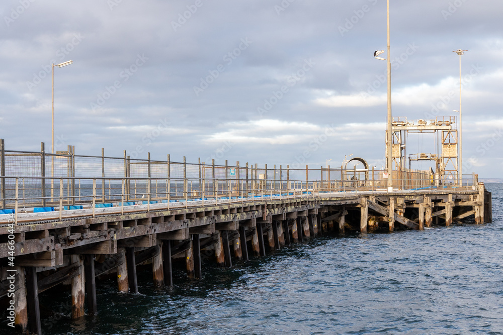 Obraz premium The kingscote jetty and crane located on Kangaroo Island South Australia on May 11th 2021