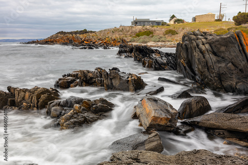 A long exposure of the rock formations along the coastline in Penneshaw Kangaroo Island South Australia on May 12th 2021 photo