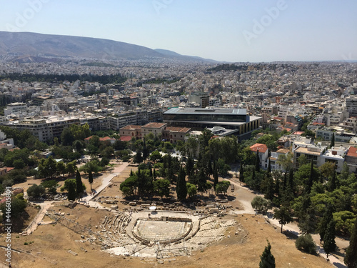 The Theatre of Dionysus is an ancient Greek theatre in Athens. It is built on the south slope of the Acropolis hill, originally part of the sanctuary of Dionysus Eleuthereus. photo