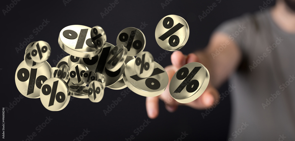 Fototapeta premium Percent sign 3d symbol modern in hand