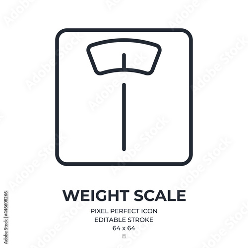 Bathroom scale editable stroke outline icon isolated on white background flat vector illustration. Pixel perfect. 64 x 64.