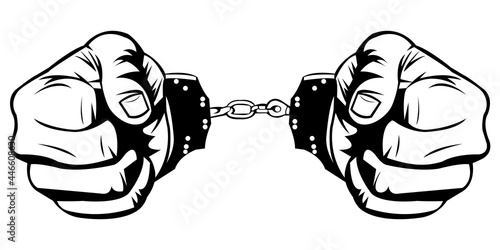 Simple Illustration of two hand in handcuffs